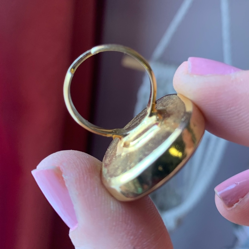 Flashy Labradorite Gold tone adjustable ring - Picture 3 of 4